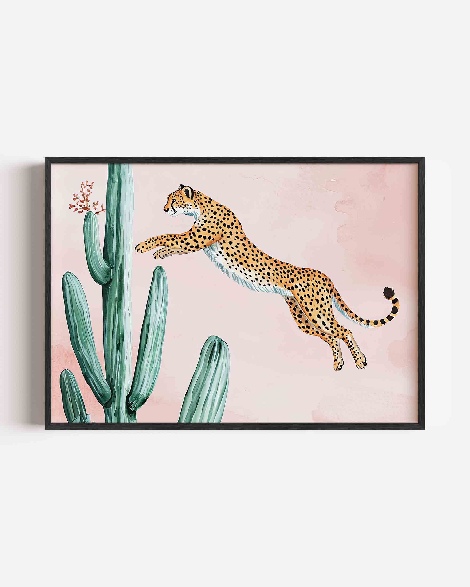 Springende cheetah Poster