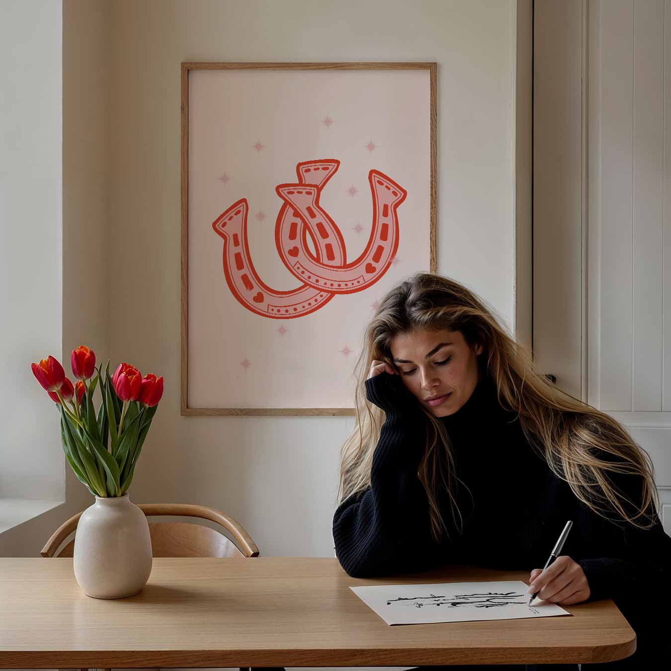 Stijlvolle Roze Hoefijzers Poster