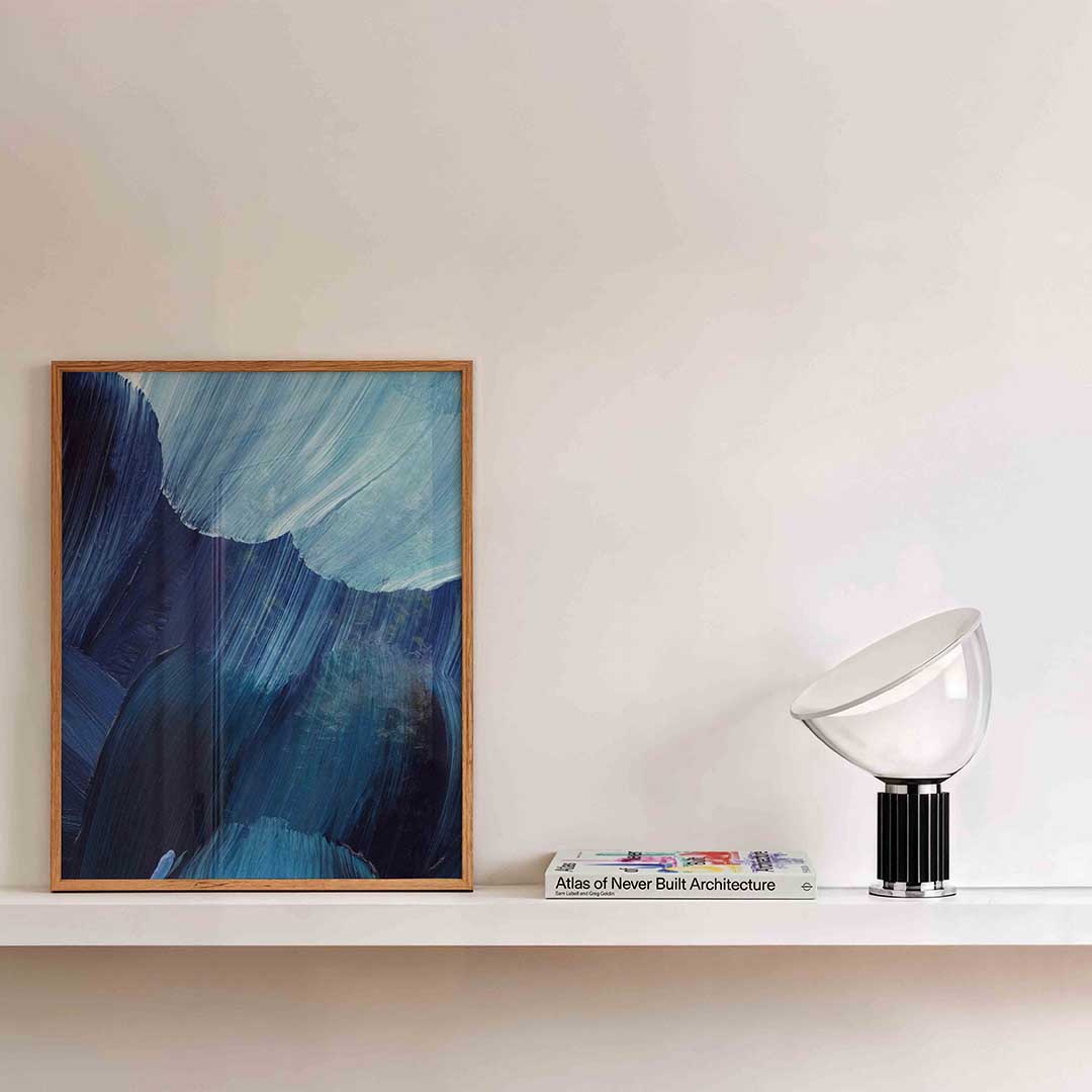 Abstracte blauwe penseelstreken Poster