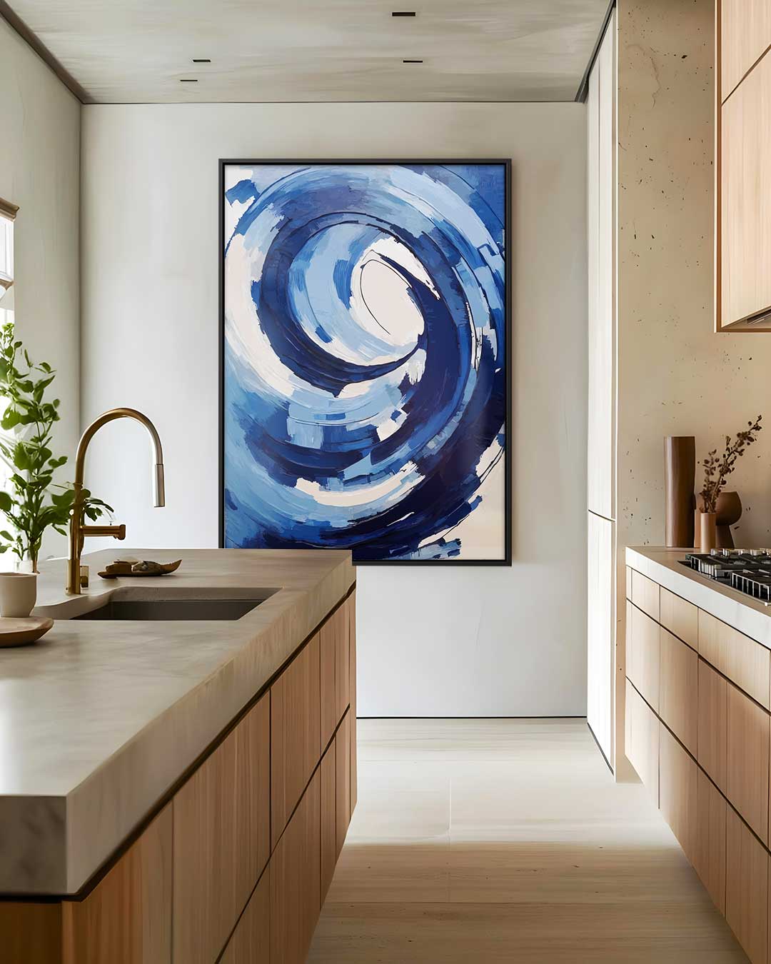 Blauwe Wirwar Kunstwerk-canvas-dibond-plexiglas-wanddecoratie-WallArtistic