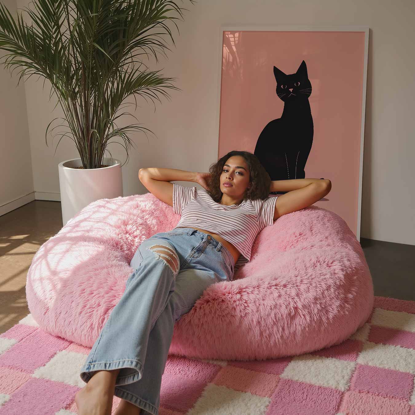 Elegante Kat op Zachte Achtergrond Poster