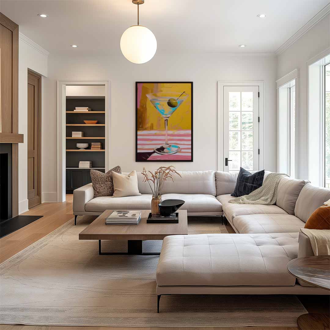 Stijlvolle Martini Illustratie Kunstwerk-canvas-dibond-plexiglas-wanddecoratie-WallArtistic