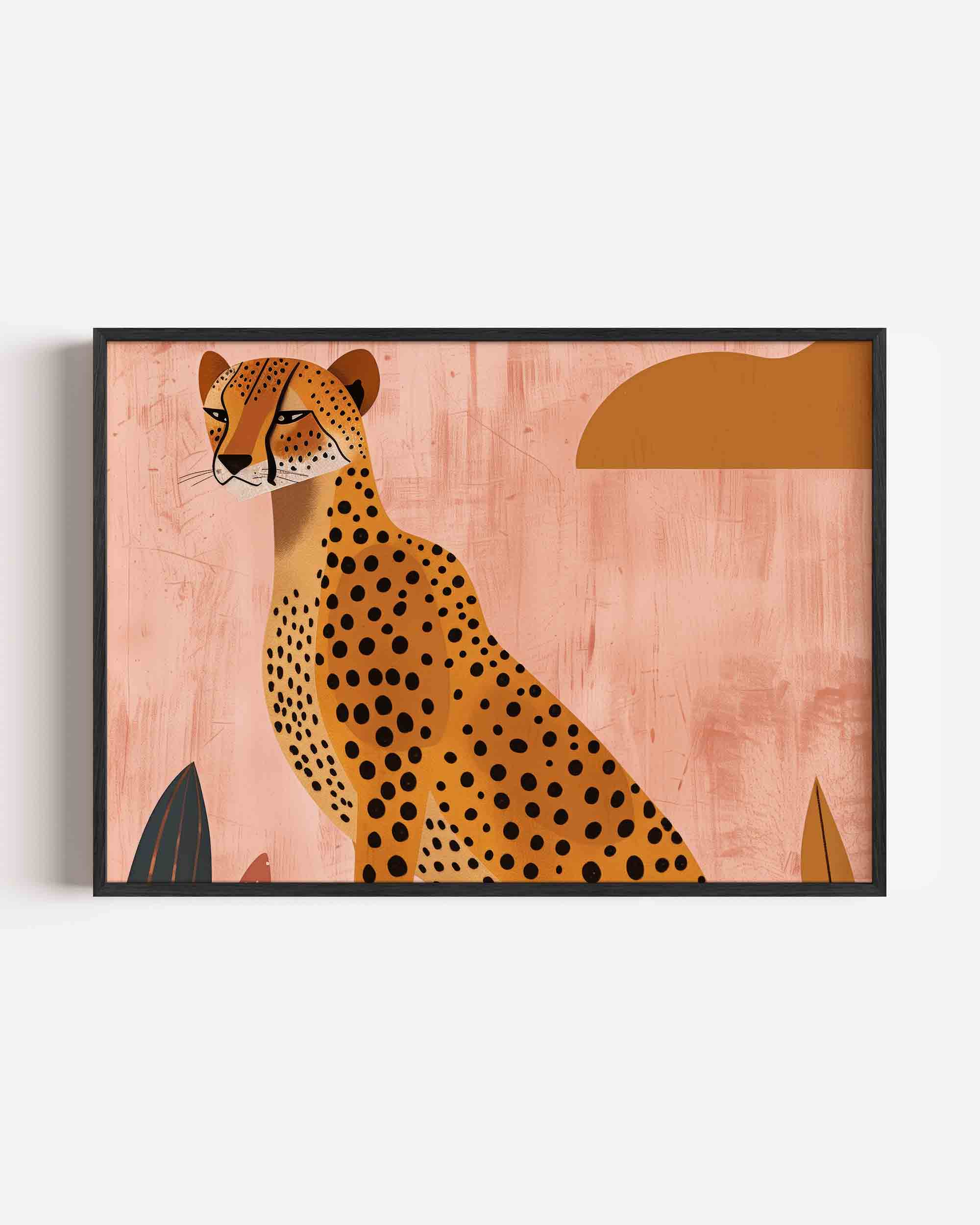 Luipaard op roze achtergrond Poster