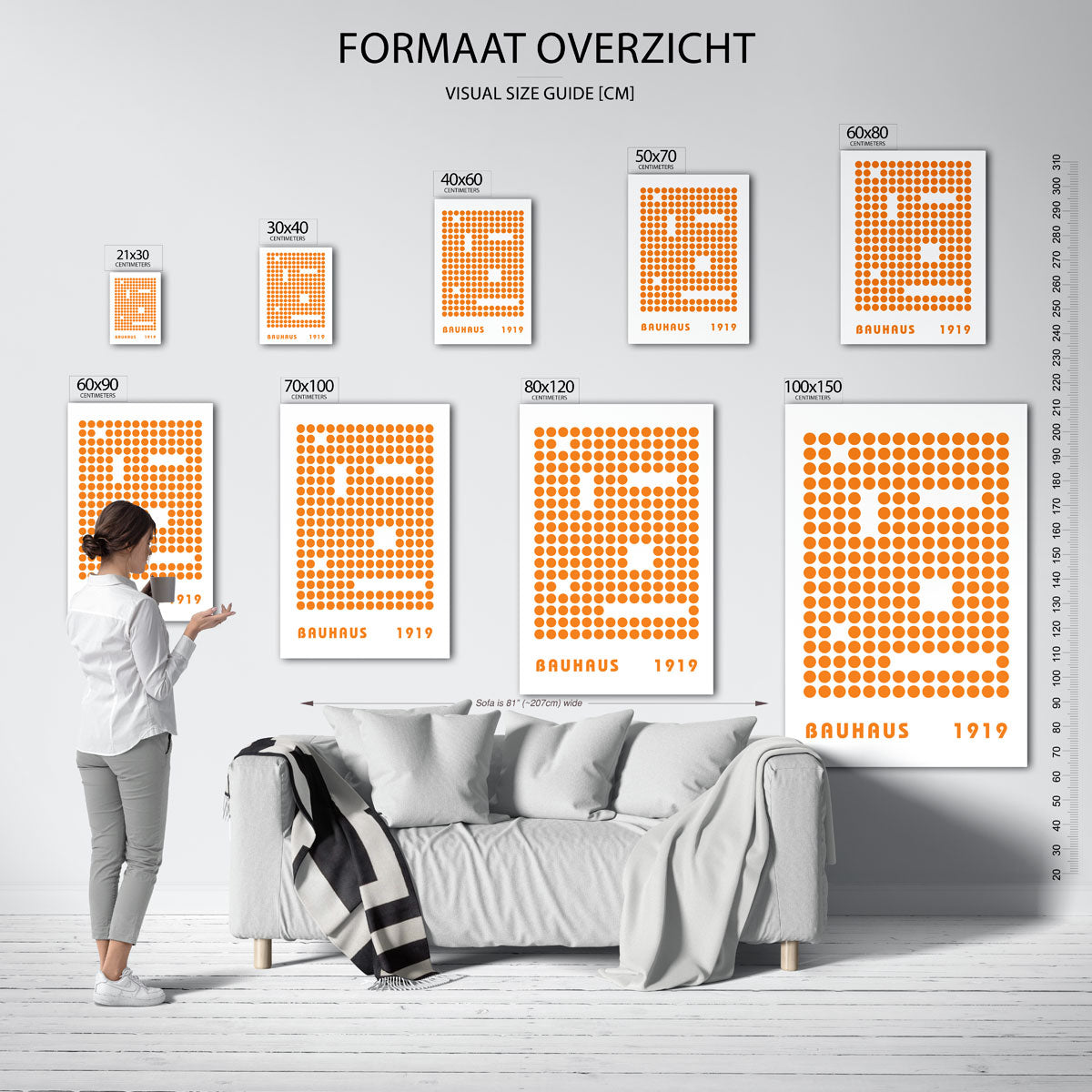 Oranje puntpatroon Poster