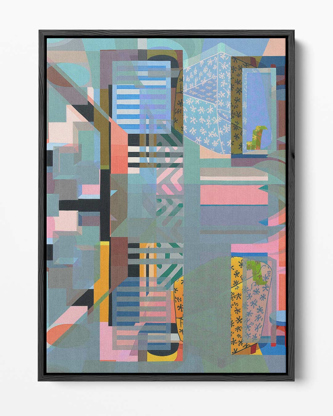 Kleurrijk Abstract Geometrisch Kunstwerk-canvas-dibond-plexiglas-wanddecoratie-WallArtistic