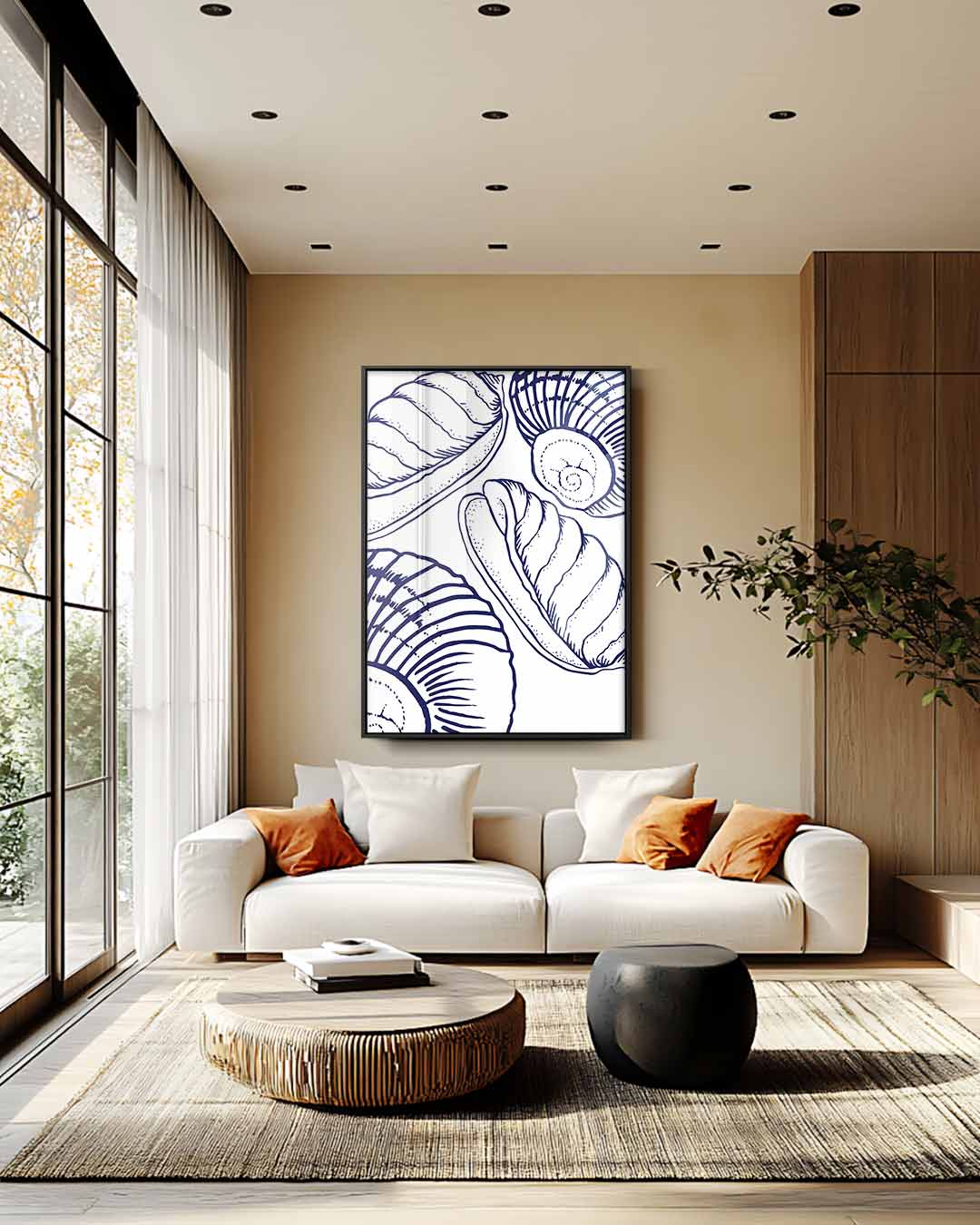 Elegante Schelpen Illustratie Kunstwerk-canvas-dibond-plexiglas-wanddecoratie-WallArtistic