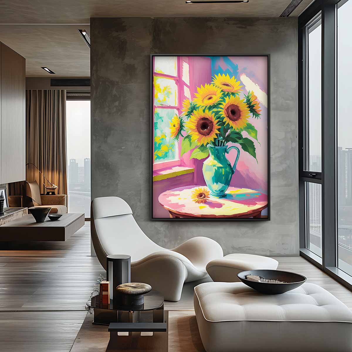 Stralende Zonnebloemen Kunstwerk-canvas-dibond-plexiglas-wanddecoratie-WallArtistic