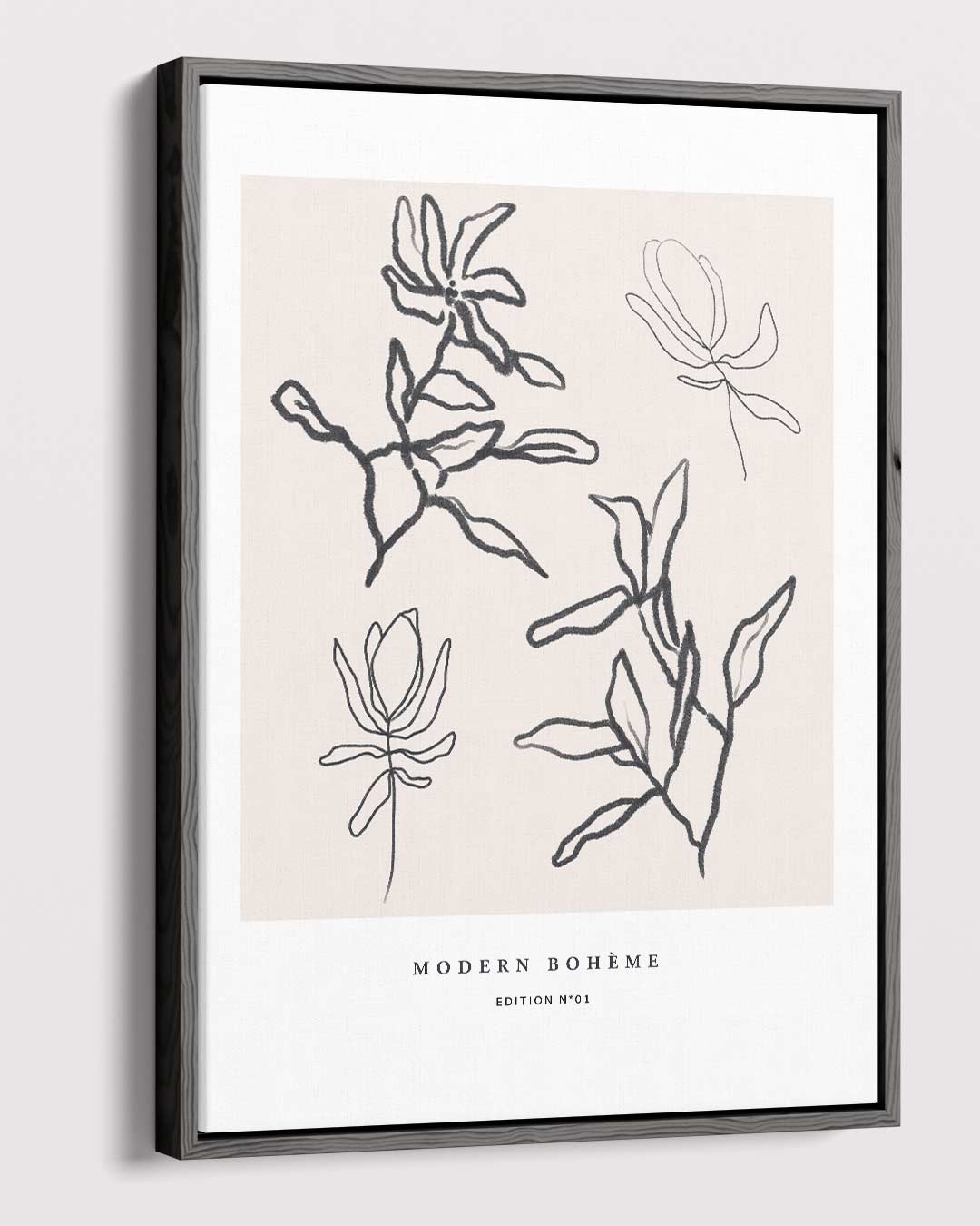 Moderne Boho Lijntekening Bloemen Kunstwerk-canvas-dibond-plexiglas-wanddecoratie-WallArtistic