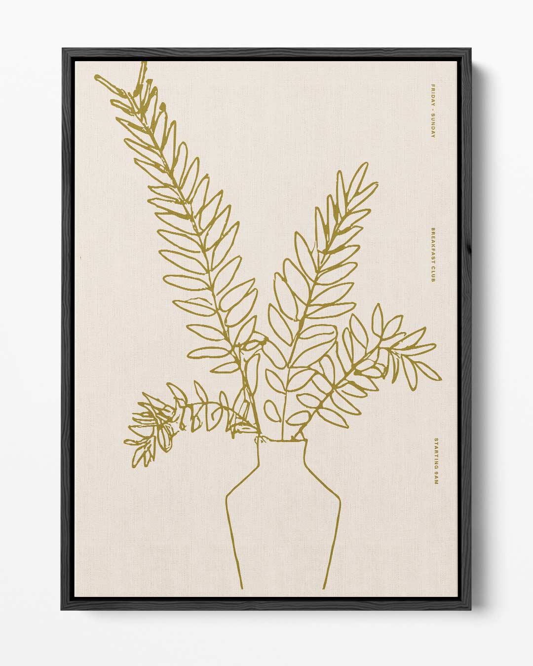 Minimalistische Bladeren in Vaas Kunstwerk-canvas-dibond-plexiglas-wanddecoratie-WallArtistic