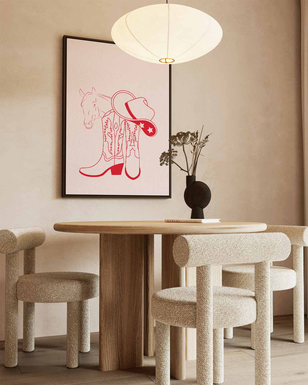 Cowboy Chic Illustratie Kunstwerk-canvas-dibond-plexiglas-wanddecoratie-WallArtistic