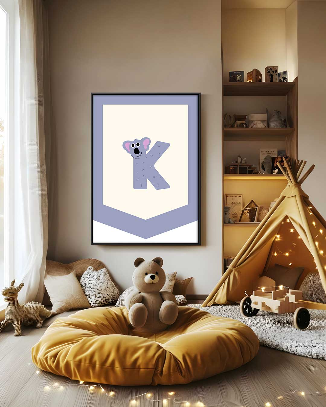 Alfabet Poster met Koala Illustratie Kunstwerk-canvas-dibond-plexiglas-wanddecoratie-WallArtistic