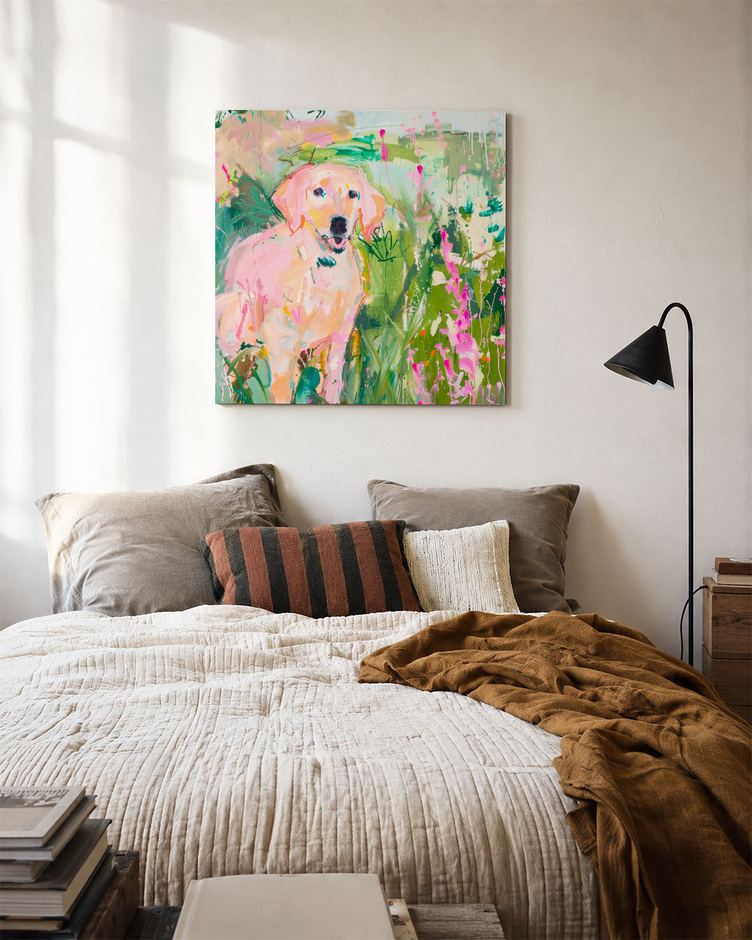 Vrolijke hond in tuin Kunstwerk