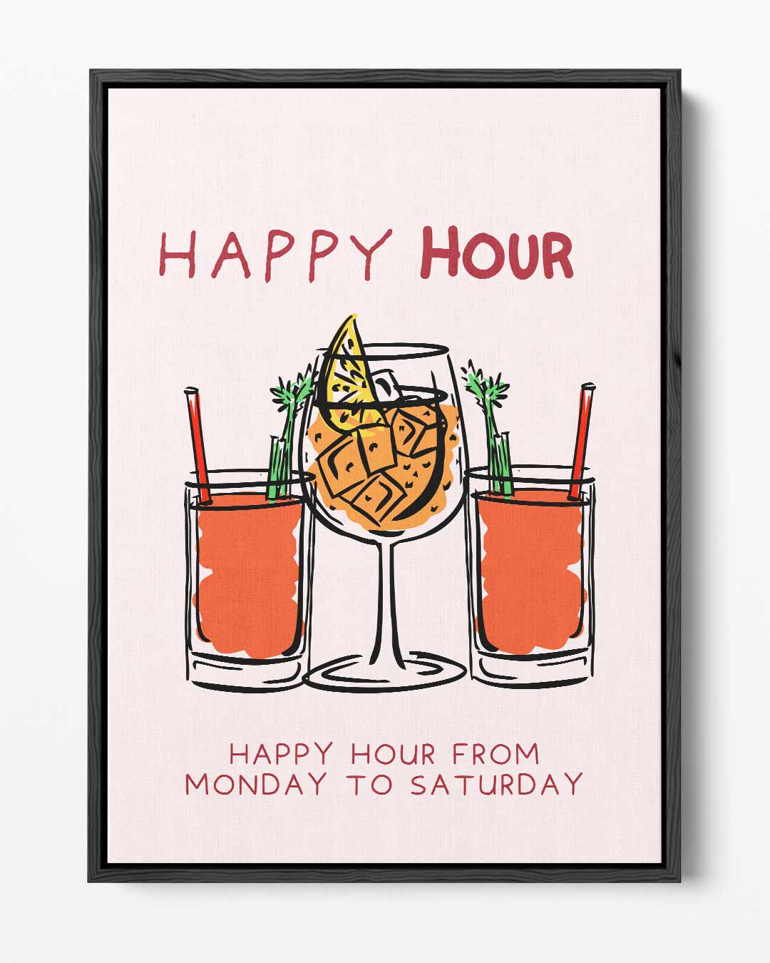 Happy Hour Illustratie Kunstwerk-canvas-dibond-plexiglas-wanddecoratie-WallArtistic