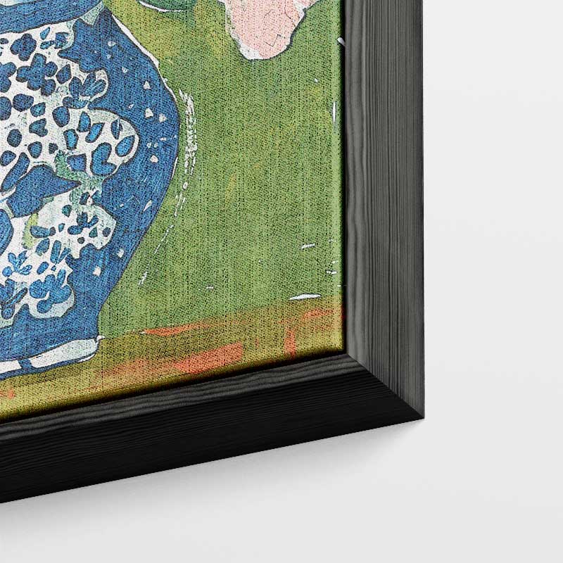 Bloemen in Blauwe Vaas Kunstwerk-canvas-dibond-plexiglas-wanddecoratie-WallArtistic