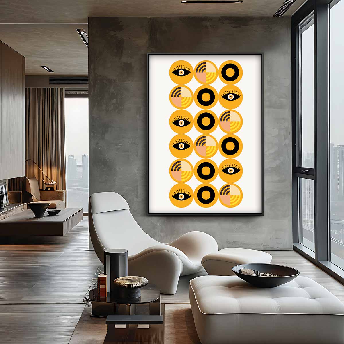 Retro Oogpatroon Kunstwerk Kunstwerk-canvas-dibond-plexiglas-wanddecoratie-WallArtistic