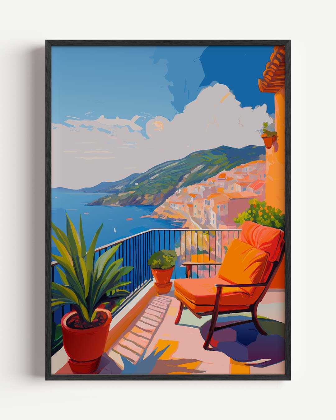 Droomuitzicht vanaf een Zonovergoten Balkon Poster