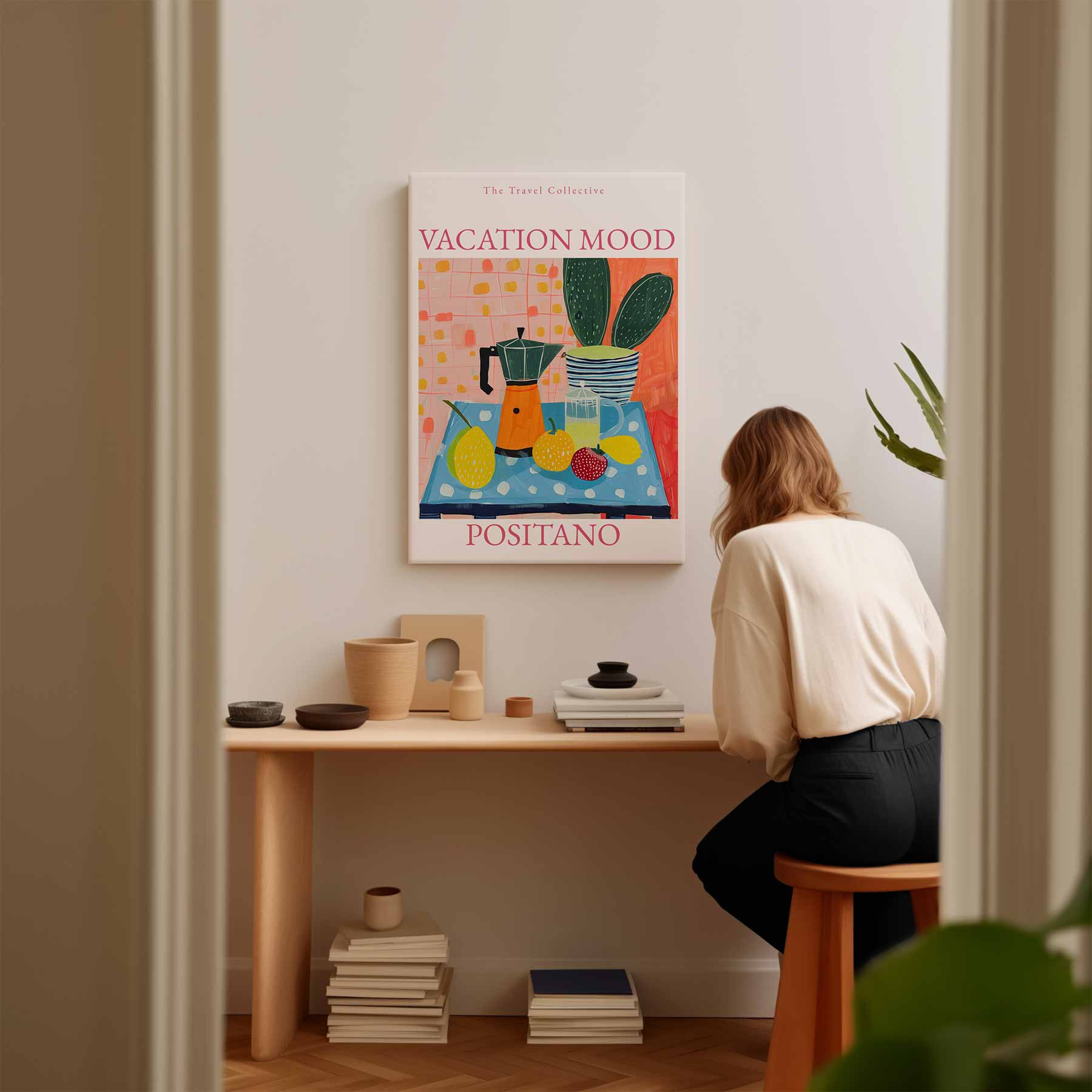 Zomerse Positano Vibes Kunstwerk-canvas-dibond-plexiglas-wanddecoratie-WallArtistic