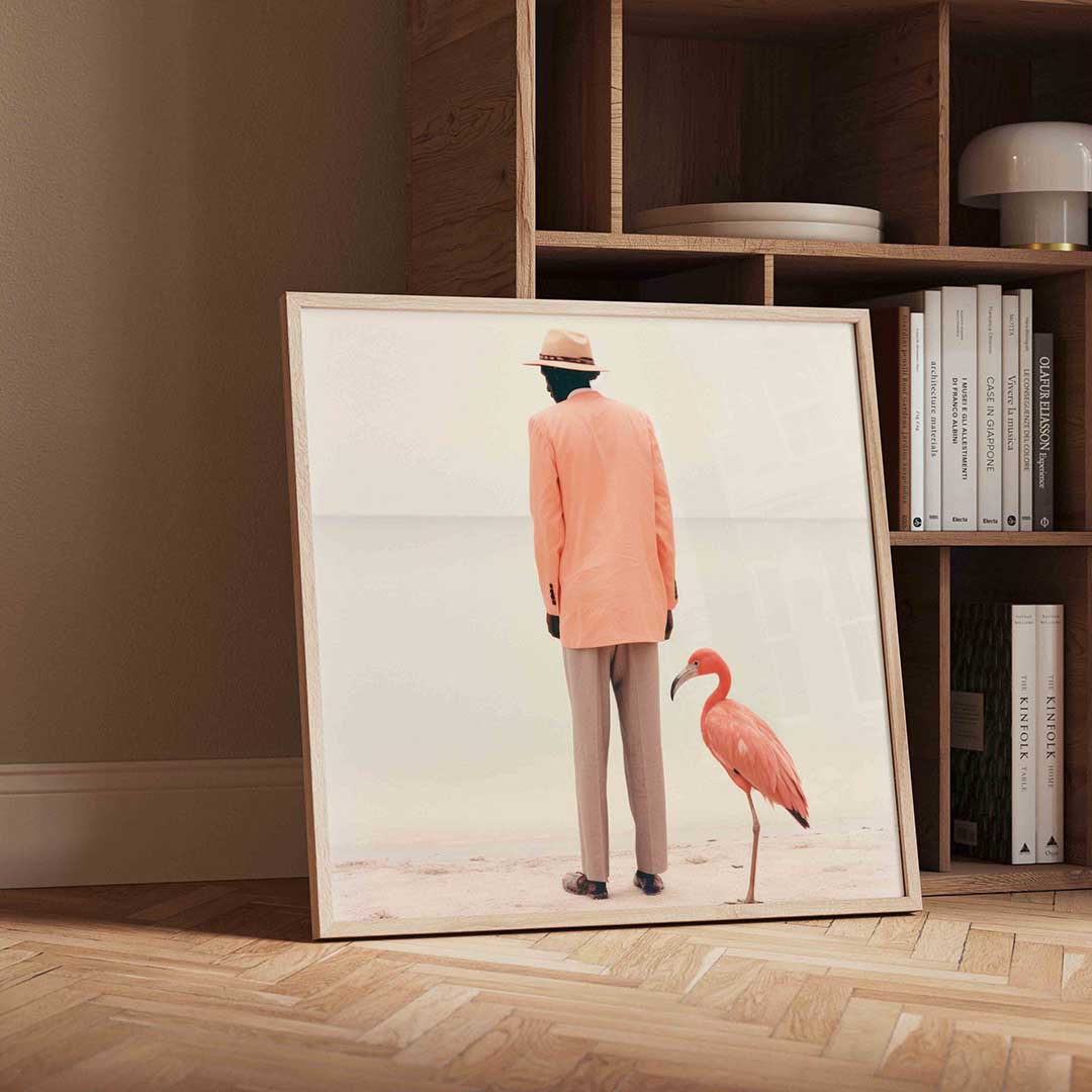 Man en flamingo Poster