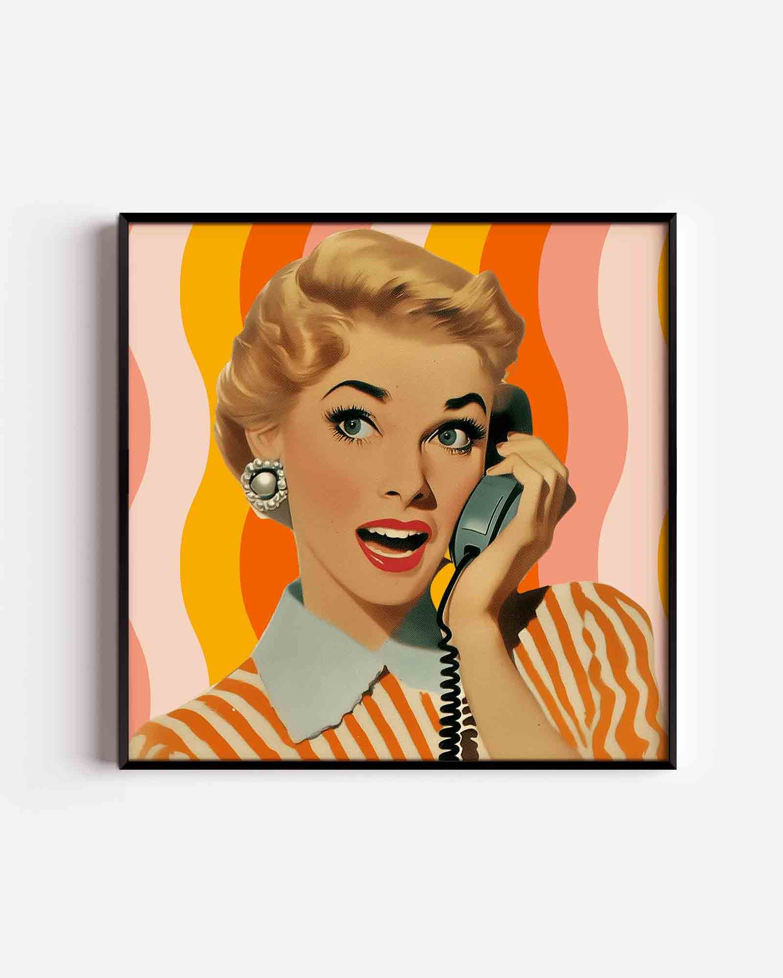 Vrouw met telefoon Poster
