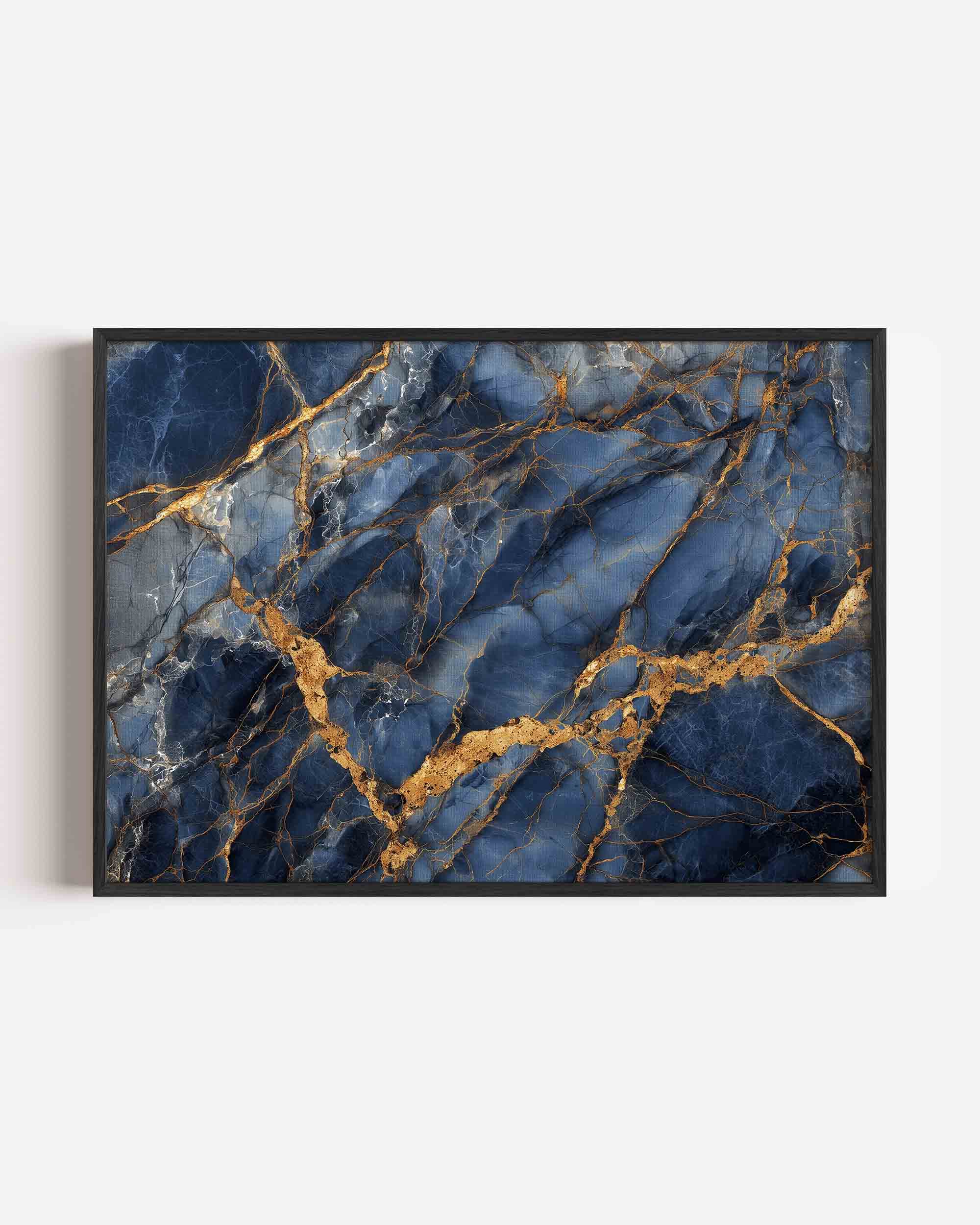 Blauw en goud marmer Poster