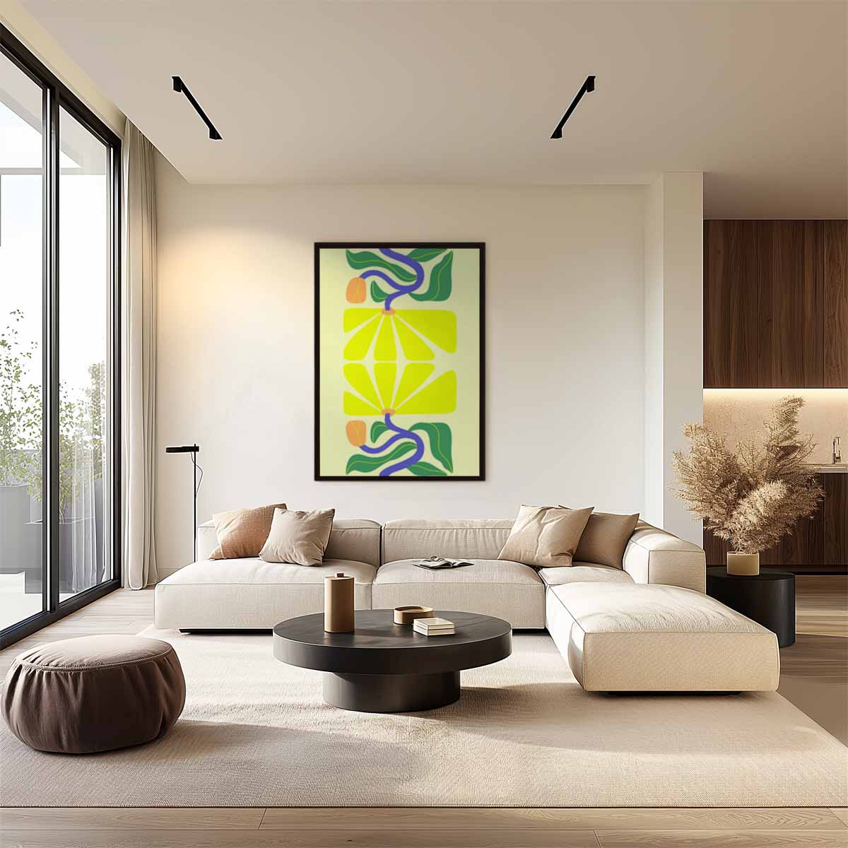 Zonnige Bloemfantasie Kunstwerk-canvas-dibond-plexiglas-wanddecoratie-WallArtistic