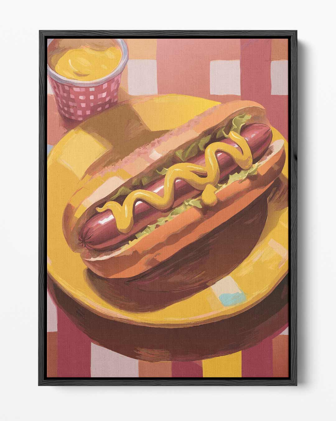 Smakelijke Hotdog Expressie Kunstwerk-canvas-dibond-plexiglas-wanddecoratie-WallArtistic