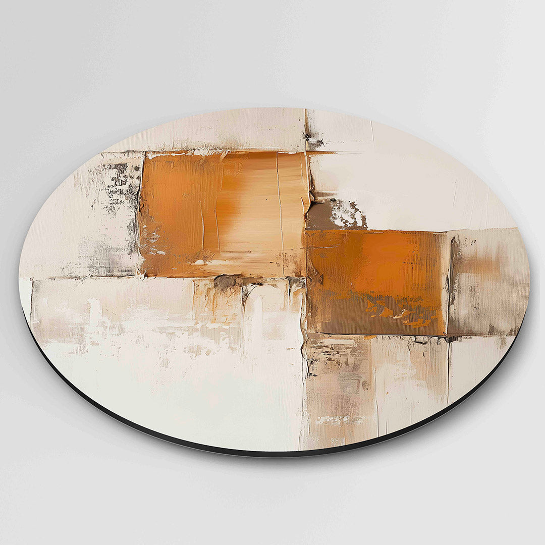 Abstracte beige en oranje Muurcirkel