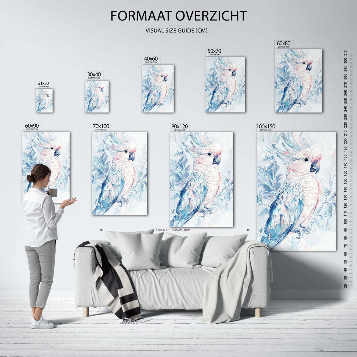 Papegaai met bladeren Poster