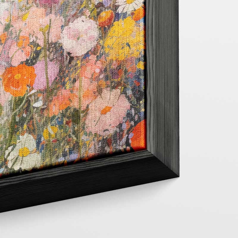 Kleurrijke Bloementuin Schilderij Kunstwerk-canvas-dibond-plexiglas-wanddecoratie-WallArtistic