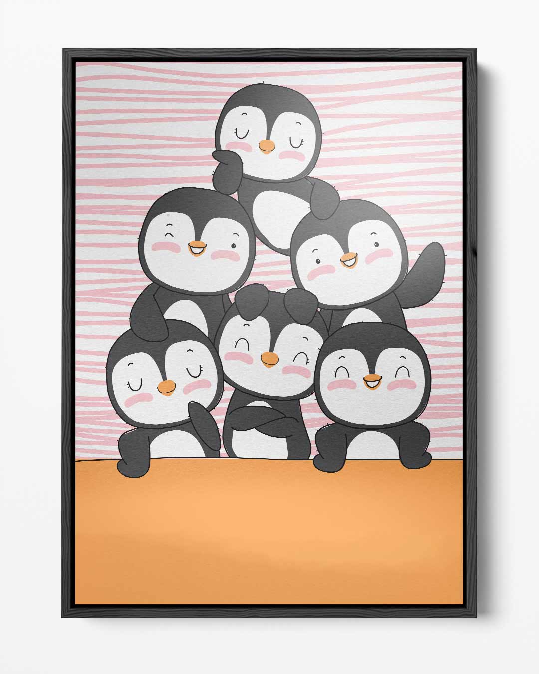 Vrolijke Pinguïn Vriendjes Kunstwerk-canvas-dibond-plexiglas-wanddecoratie-WallArtistic
