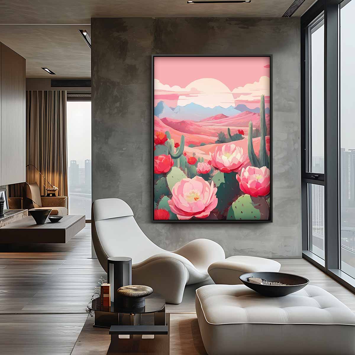 Zonnige Woestijn Bloesem Kunstwerk-canvas-dibond-plexiglas-wanddecoratie-WallArtistic