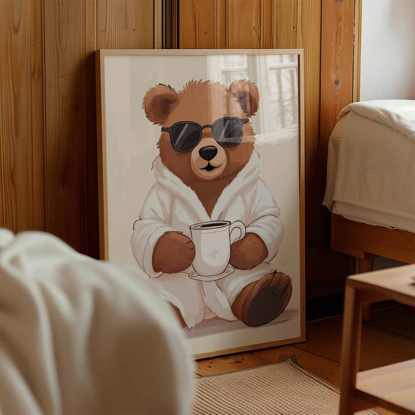 Chillende Beer met Koffie Poster