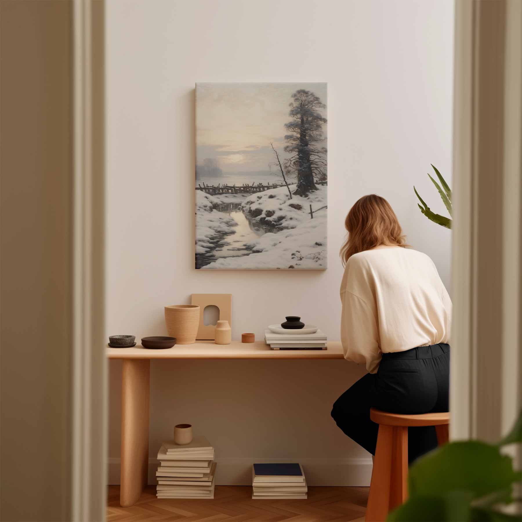 Winterse Rust in het Landschap Kunstwerk-canvas-dibond-plexiglas-wanddecoratie-WallArtistic