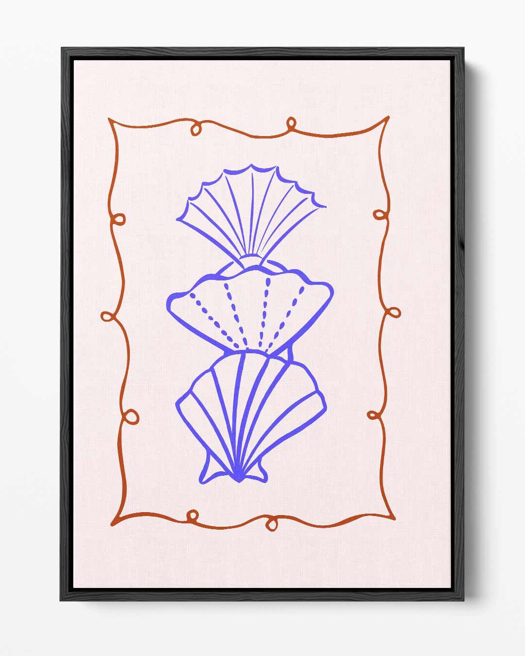 Schelpenspel in Blauw en Oranje Kunstwerk-canvas-dibond-plexiglas-wanddecoratie-WallArtistic