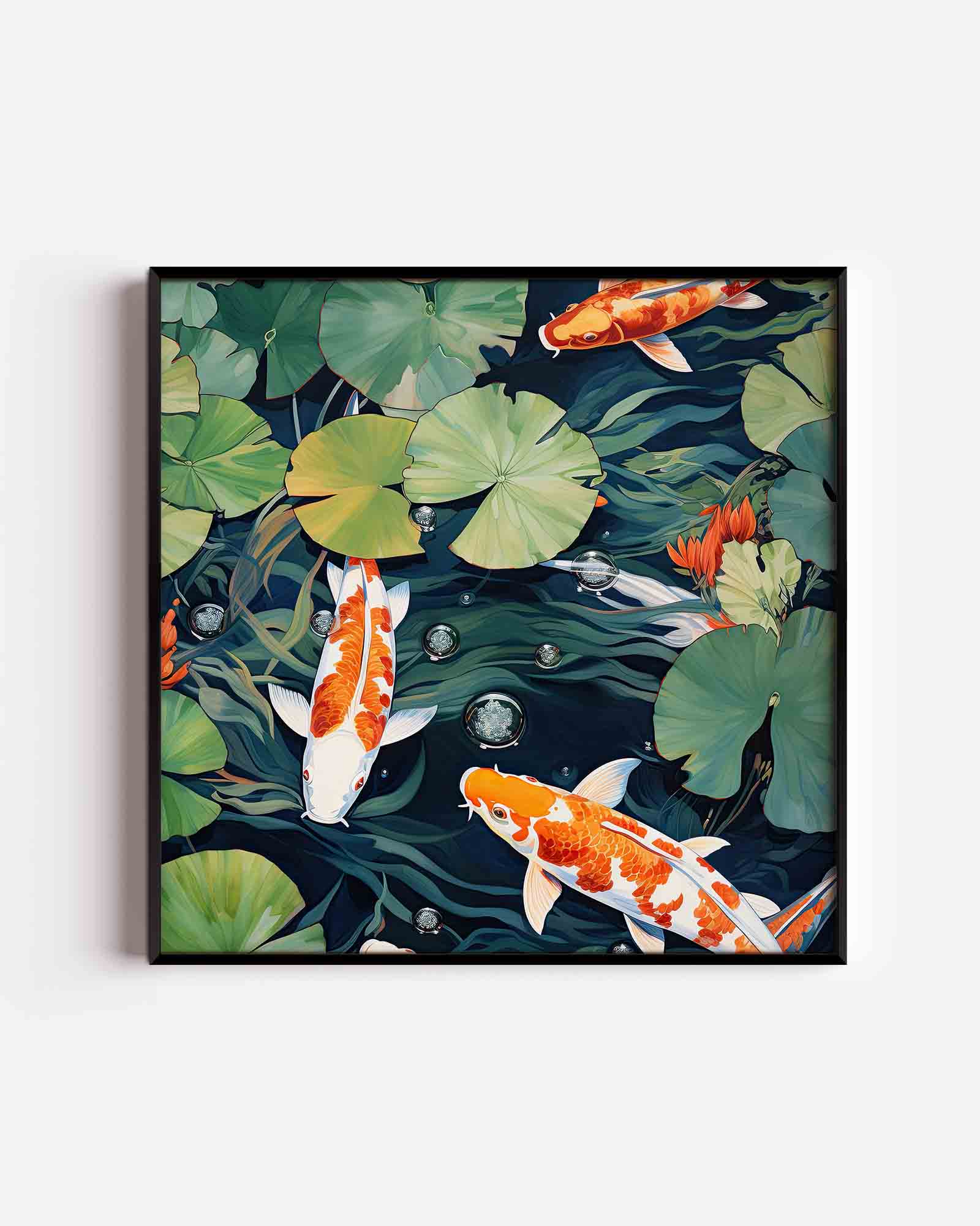 Koi vissen en waterlelies Poster