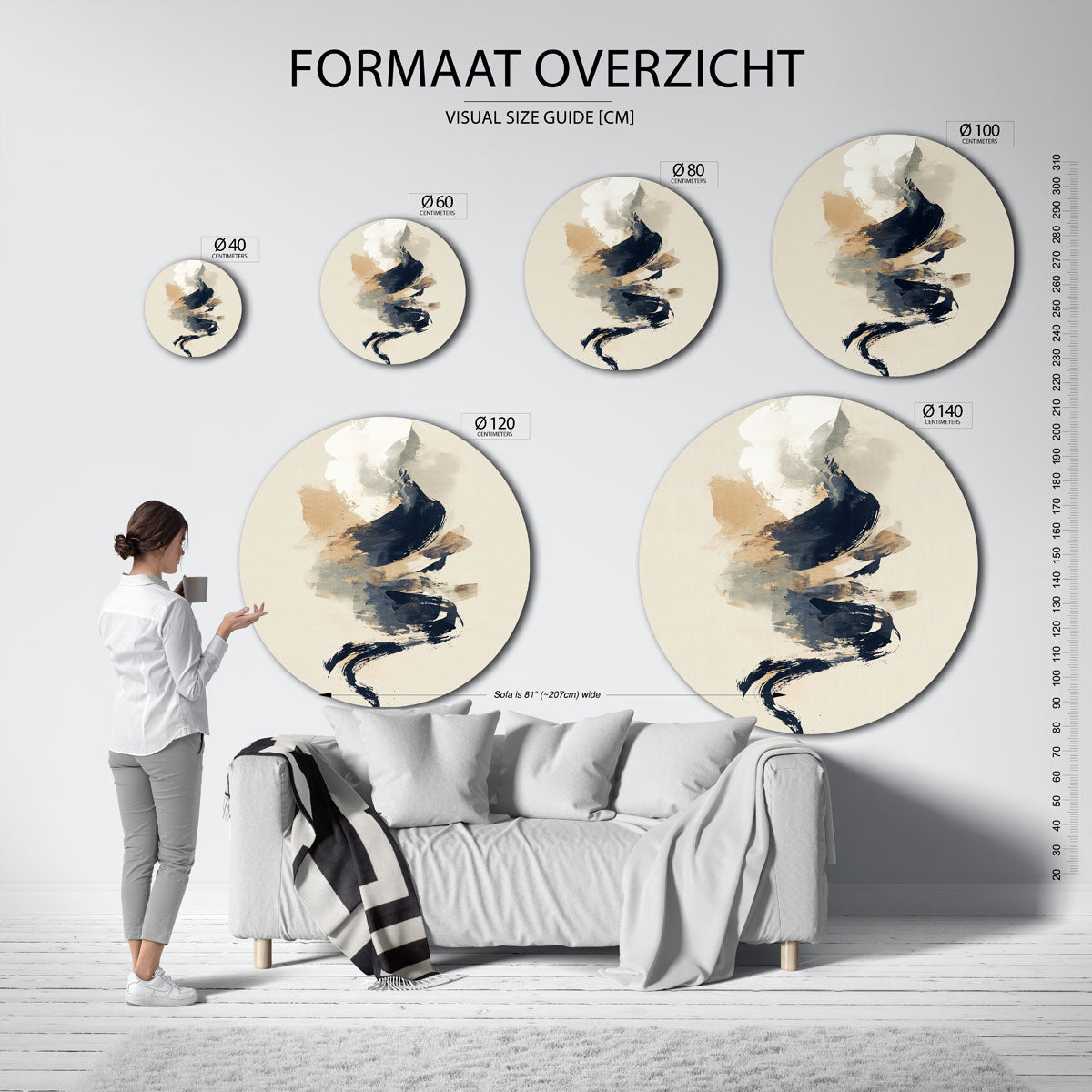 Abstracte penseelstreken Muurcirkel