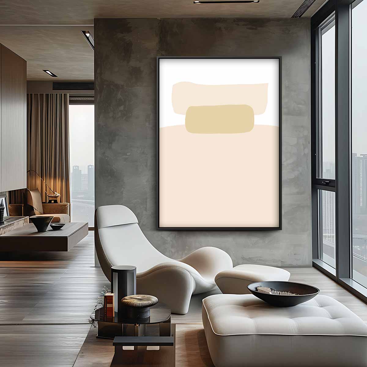 Zacht Neutraal Abstract Kunstwerk-canvas-dibond-plexiglas-wanddecoratie-WallArtistic
