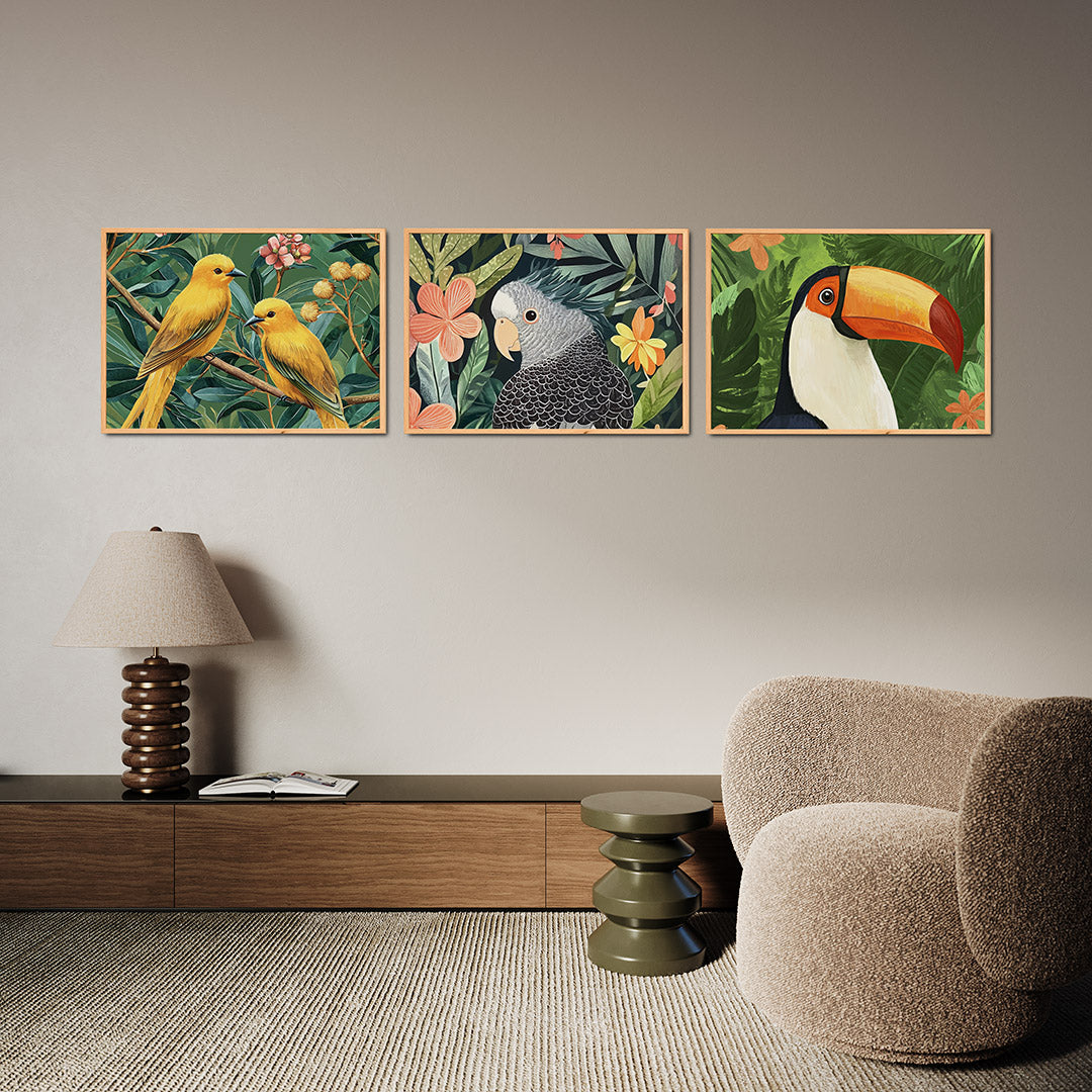 Vogels en bladeren Posterset