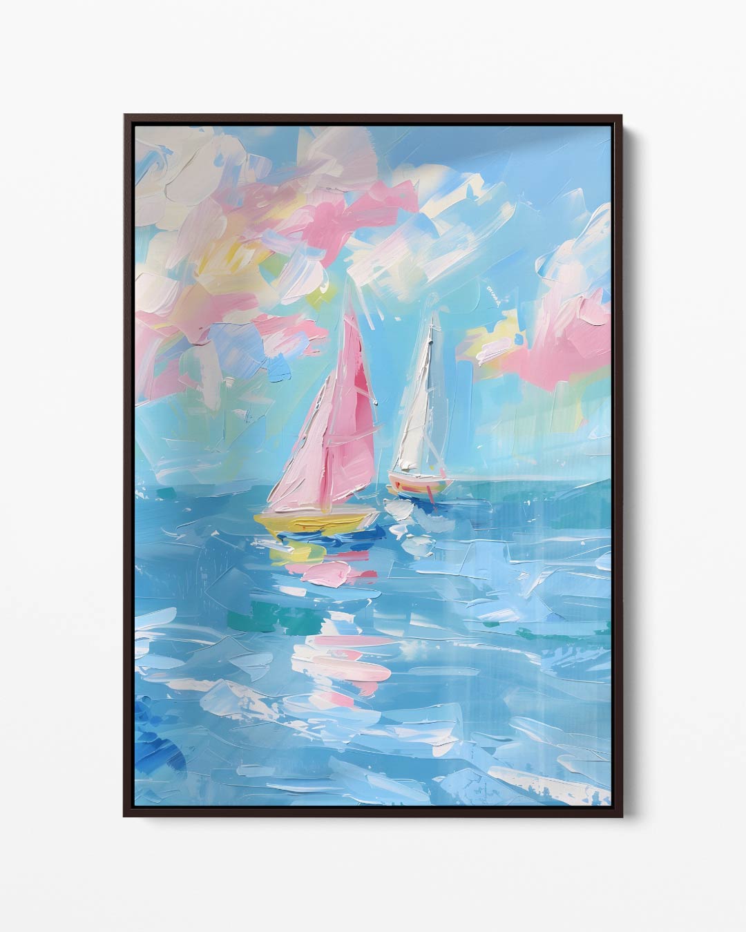 Vrolijke Zeilboten op zee Kunstwerk-canvas-dibond-plexiglas-wanddecoratie-WallArtistic