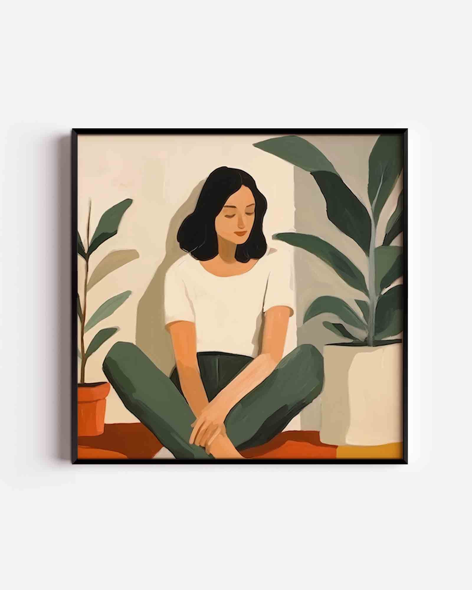 Vrouw met planten Poster