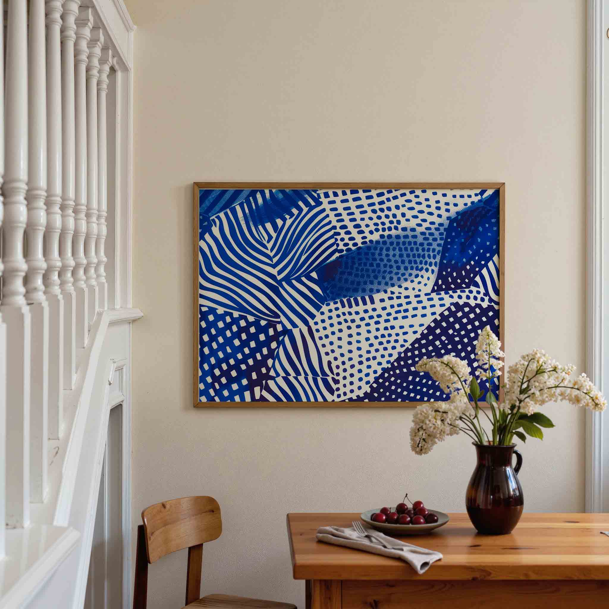 Abstracte blauwe patronen Poster