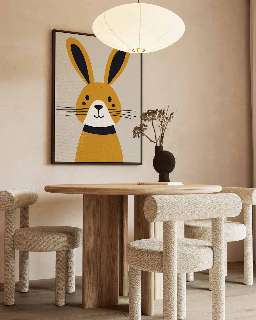 Schattig Konijn Illustratie Kunstwerk-canvas-dibond-plexiglas-wanddecoratie-WallArtistic