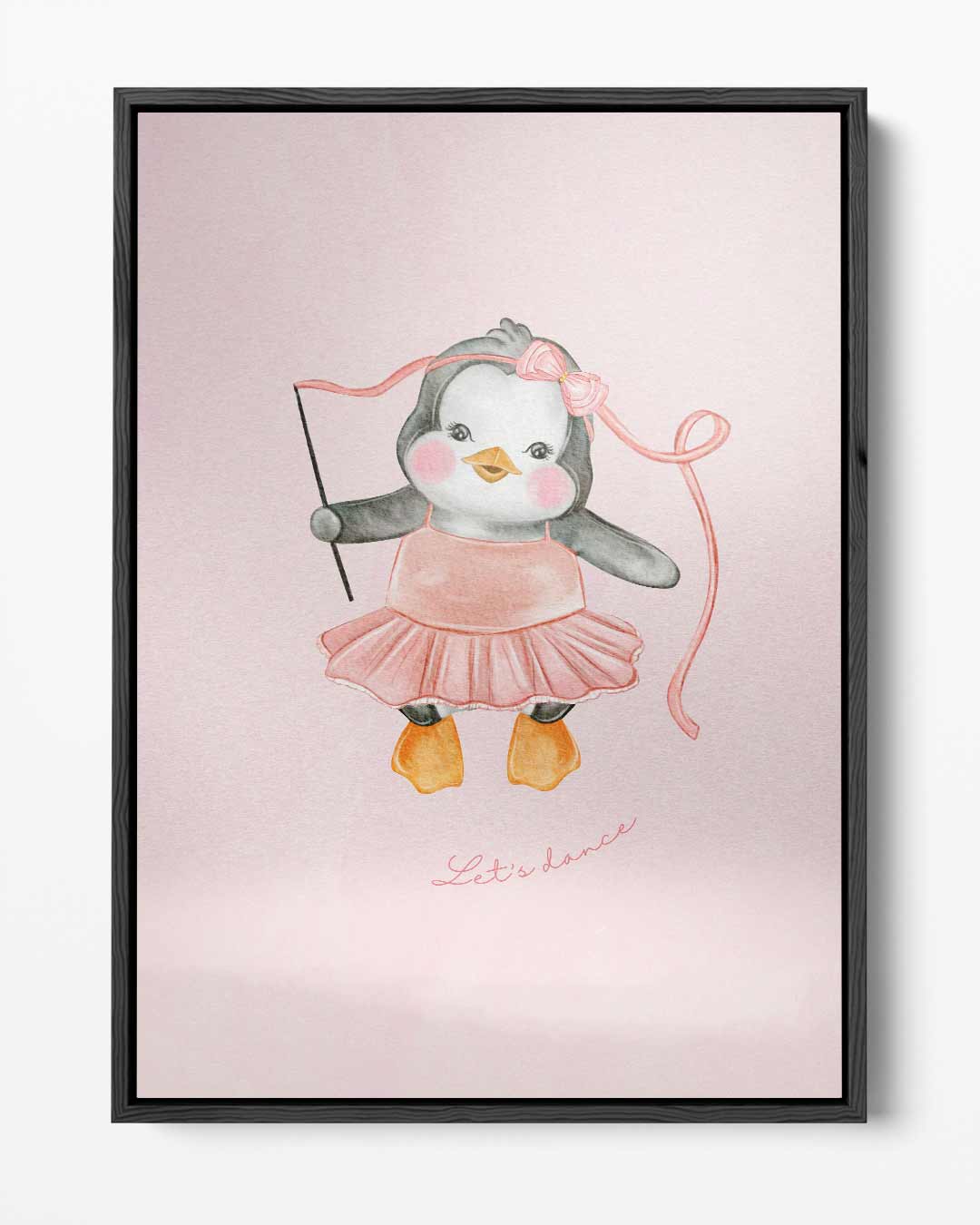 Schattige Dansende Pinguïn in Balletjurk Kunstwerk-canvas-dibond-plexiglas-wanddecoratie-WallArtistic