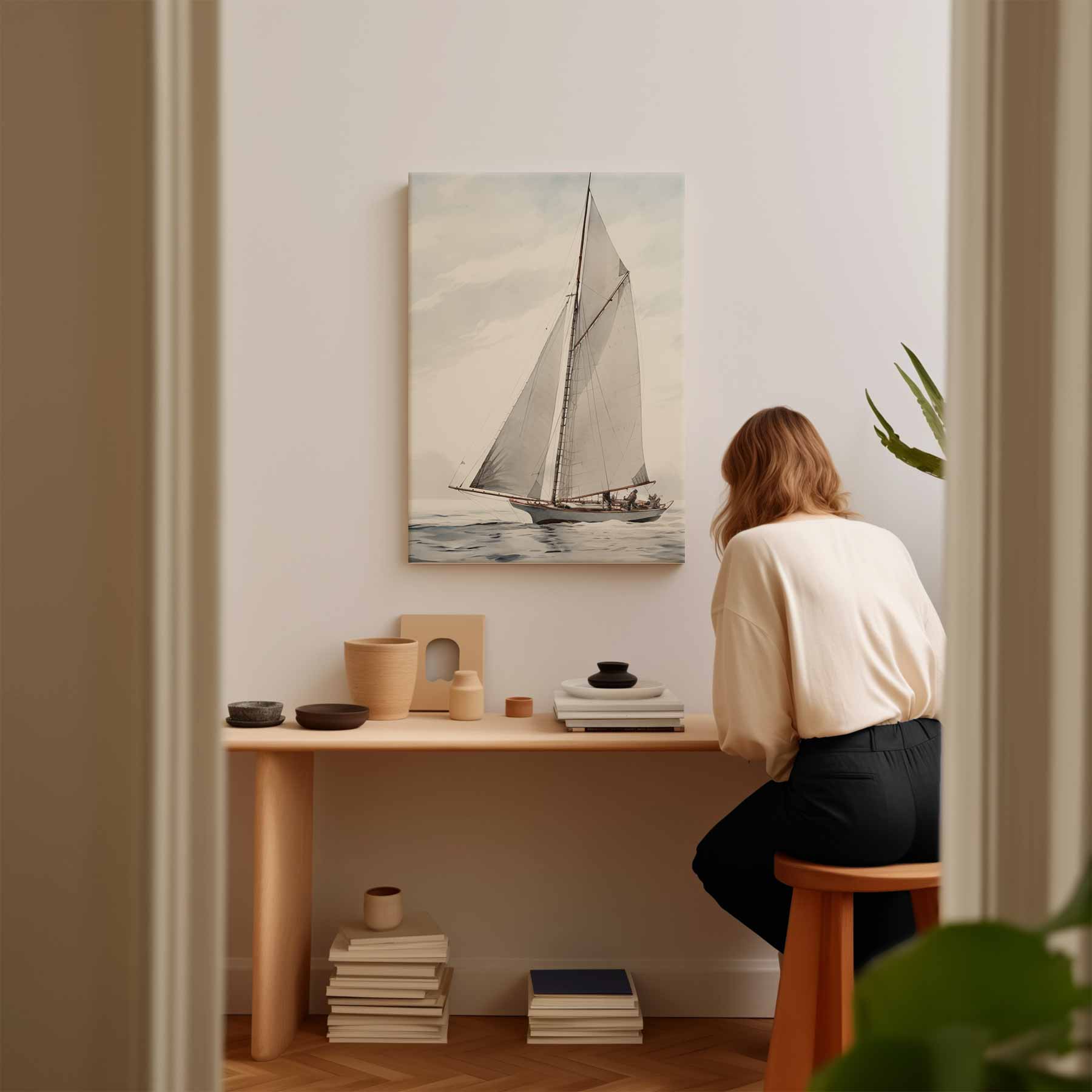 Zeilavontuur op open water Kunstwerk-canvas-dibond-plexiglas-wanddecoratie-WallArtistic