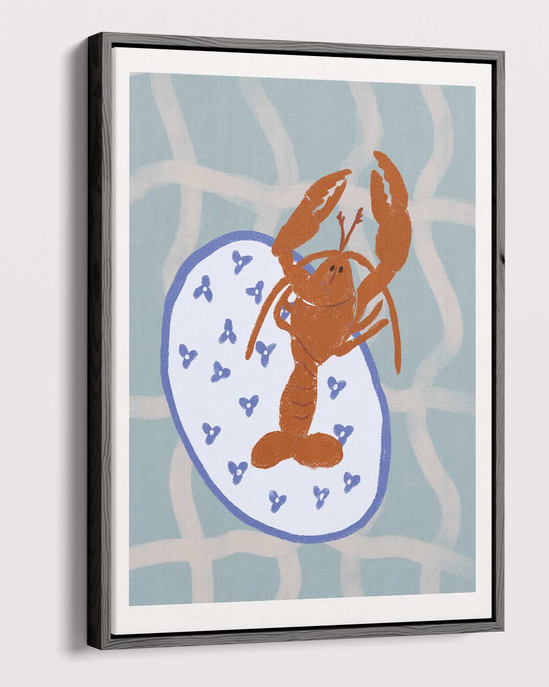 Dansende Kreeft op Servies Kunstwerk-canvas-dibond-plexiglas-wanddecoratie-WallArtistic