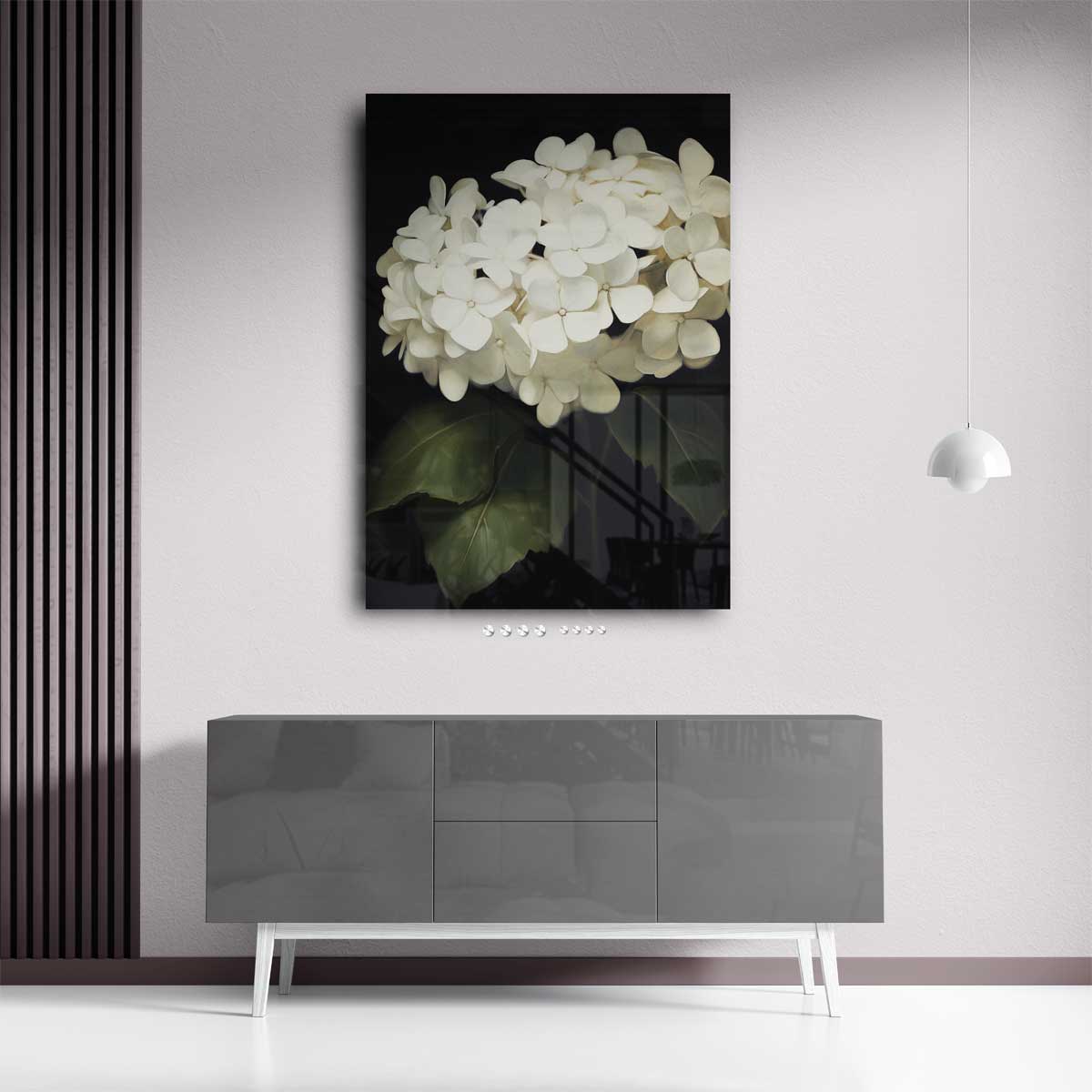 Elegante Witte Hortensia Bloemen Kunstwerk-canvas-dibond-plexiglas-wanddecoratie-WallArtistic