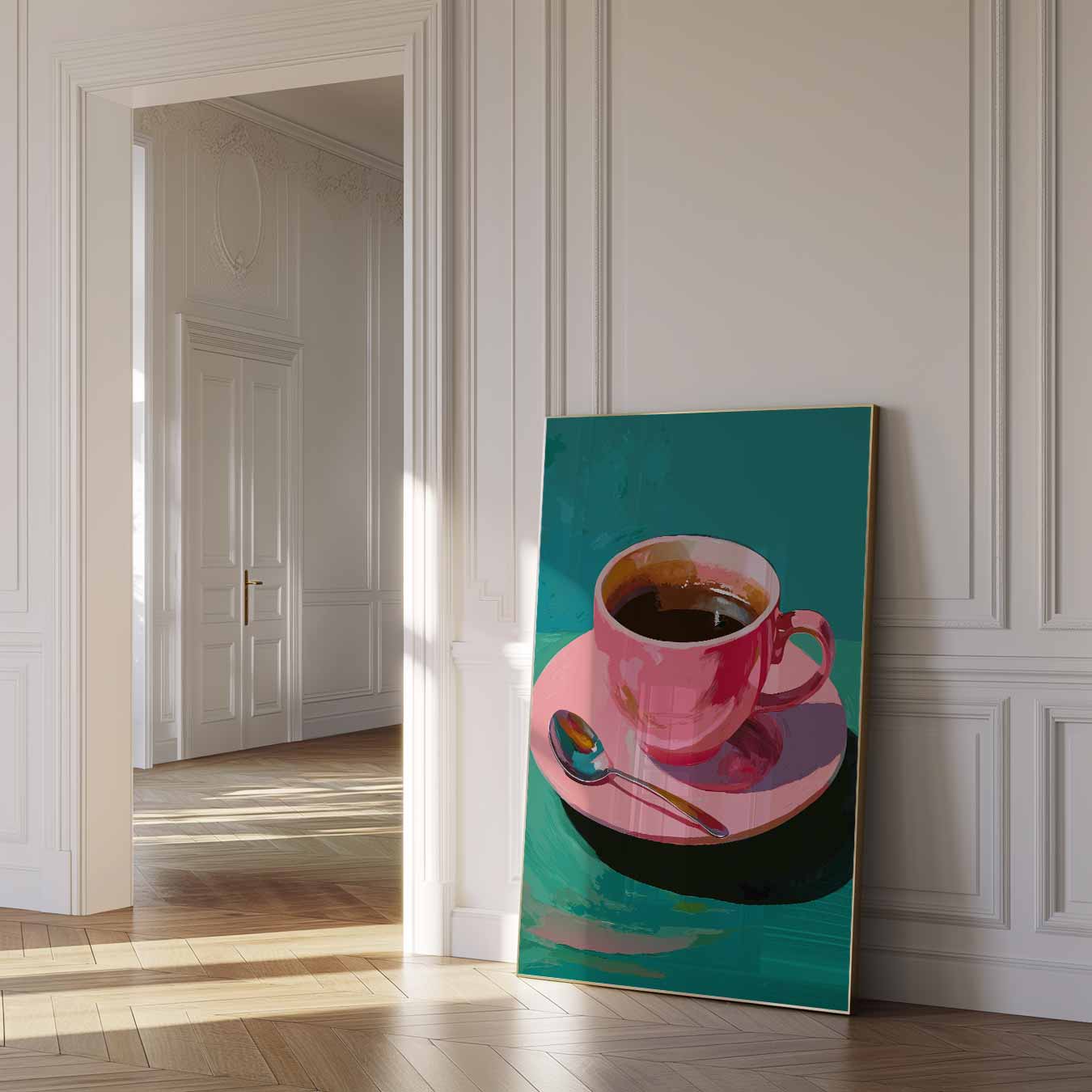 Roze Koffiekunst Poster