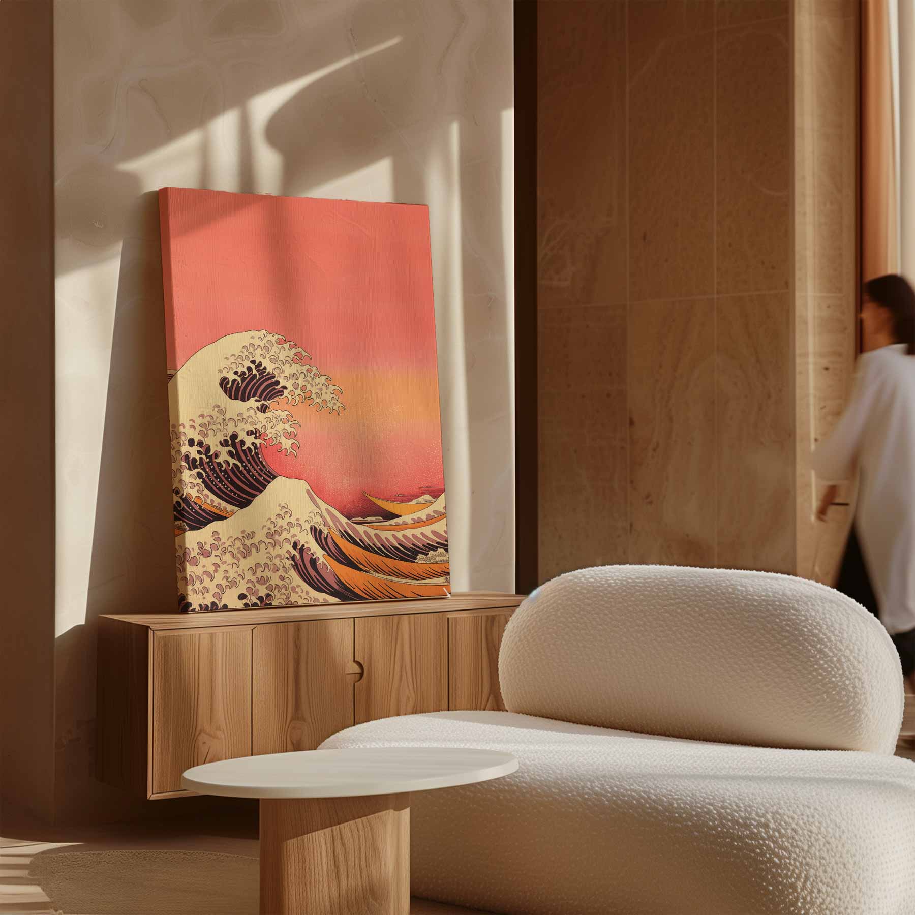 Golven in Zonsondergang Kunstwerk-canvas-dibond-plexiglas-wanddecoratie-WallArtistic