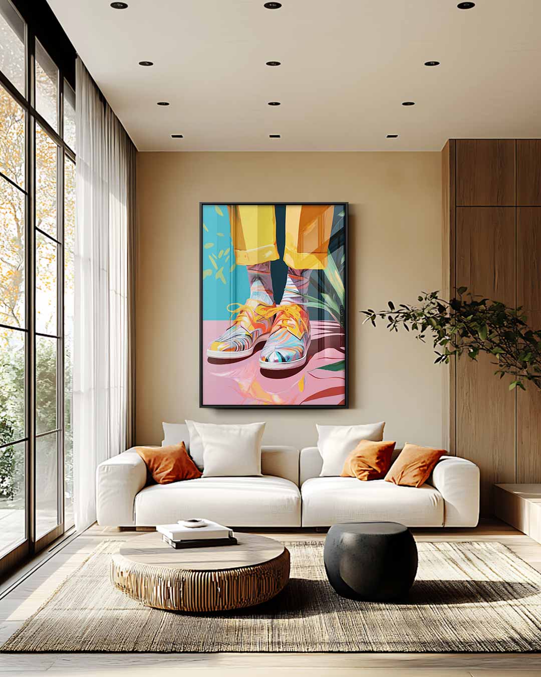 Kleurrijke Lente Wandeling Kunstwerk-canvas-dibond-plexiglas-wanddecoratie-WallArtistic