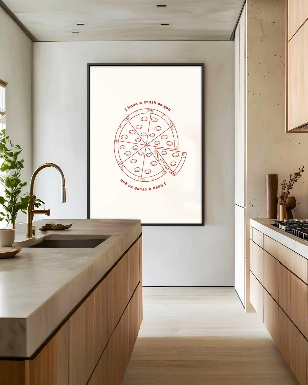 Liefdespizza Illustratie Kunstwerk-canvas-dibond-plexiglas-wanddecoratie-WallArtistic